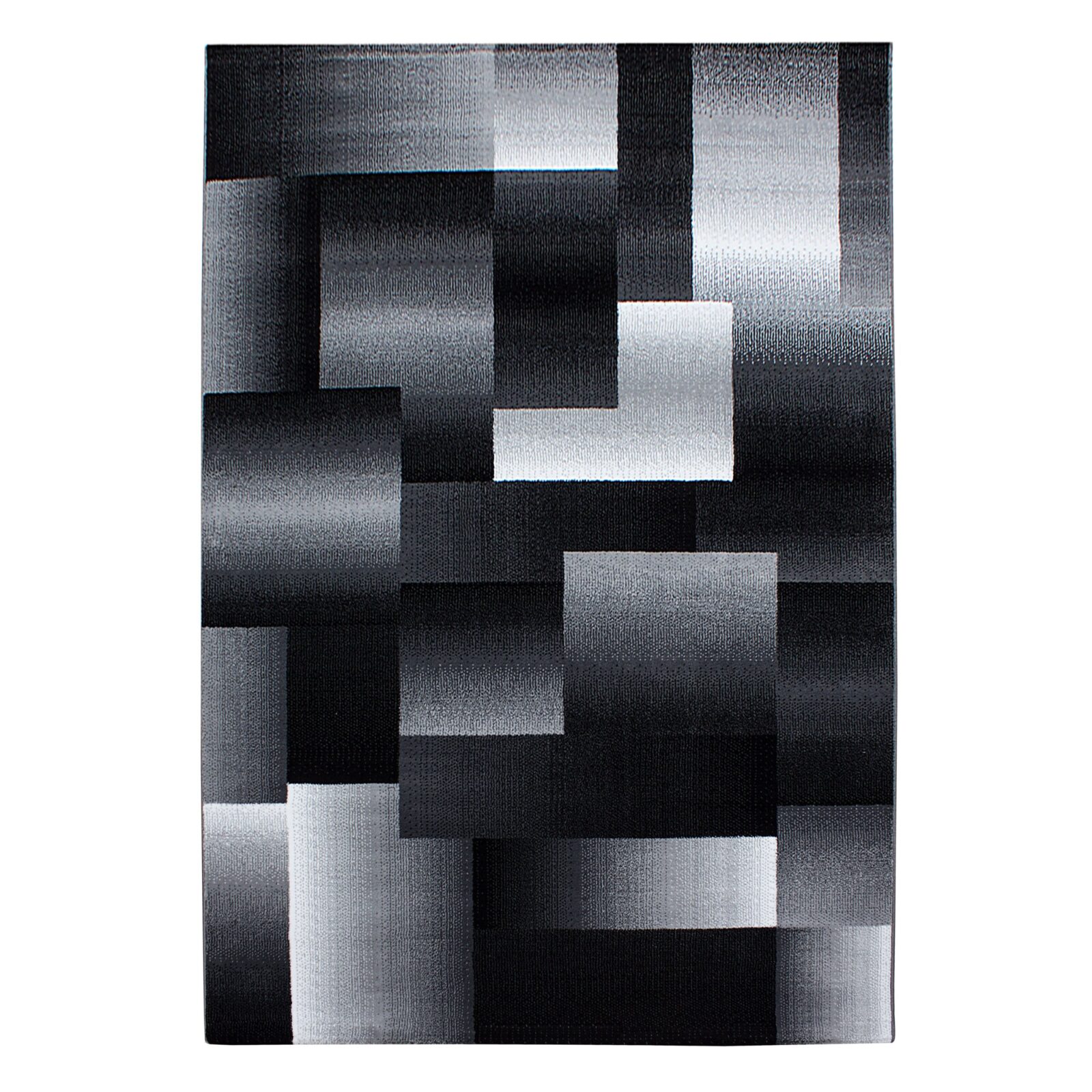 Miami Kortpolig vloerkleed Abstract geruit – Zwart (6560)
