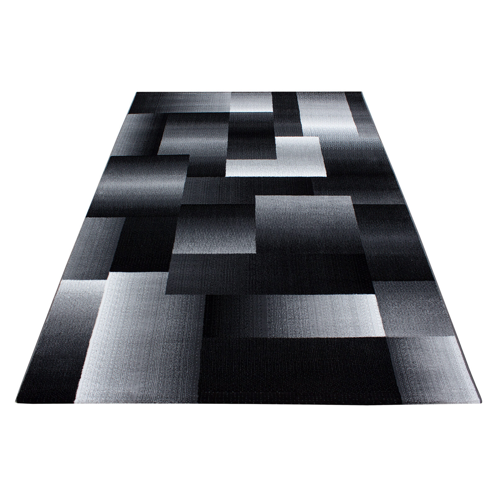 Miami Kortpolig vloerkleed Abstract geruit – Zwart (6560)