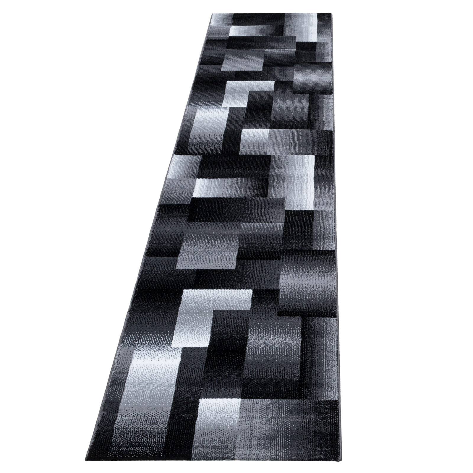 Miami Kortpolig vloerkleed Abstract geruit – Zwart (6560)