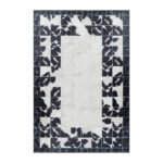 Waschbarer Teppich,  Patchwork Design, Farbe Schwarz, Teppich für Wohnzimmer, Rücken aus Canvas, Größe: 200 cm x 290 cm