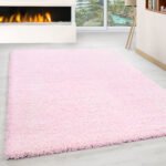 Hochflor Teppich,  Unicolor - Einfarbig, Farbe Pink, Teppich für Wohnzimmer, Rücken aus Jute, Größe: 200 cm x 290 cm - Afbeelding 2