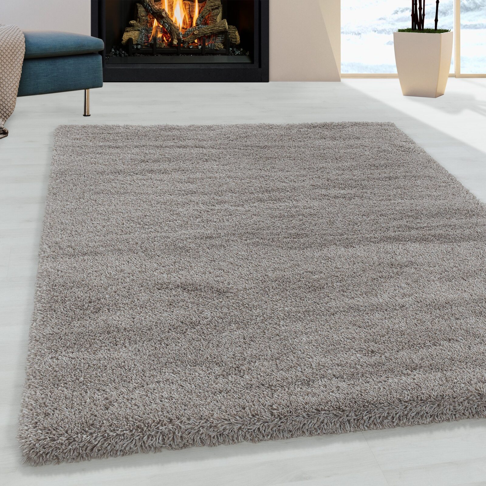 Fluffy Hoogpolig vloerkleed Effen – Beige (3500)