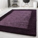 Hochflor Teppich,  Bordüre Design, Farbe Violett, Teppich für Wohnzimmer, Rücken aus Jute, Größe: 160 cm x 230 cm - Afbeelding 2