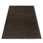 Hochflor Teppich,  Unicolor - Einfarbig, Farbe Braun, Teppich für Wohnzimmer, Rücken aus Jute, Größe: 140 x 200 cm - Afbeelding 3