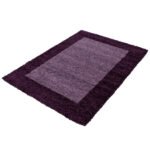 Hochflor Teppich,  Bordüre Design, Farbe Violett, Teppich für Wohnzimmer, Rücken aus Jute, Größe: 160 cm x 230 cm - Afbeelding 3