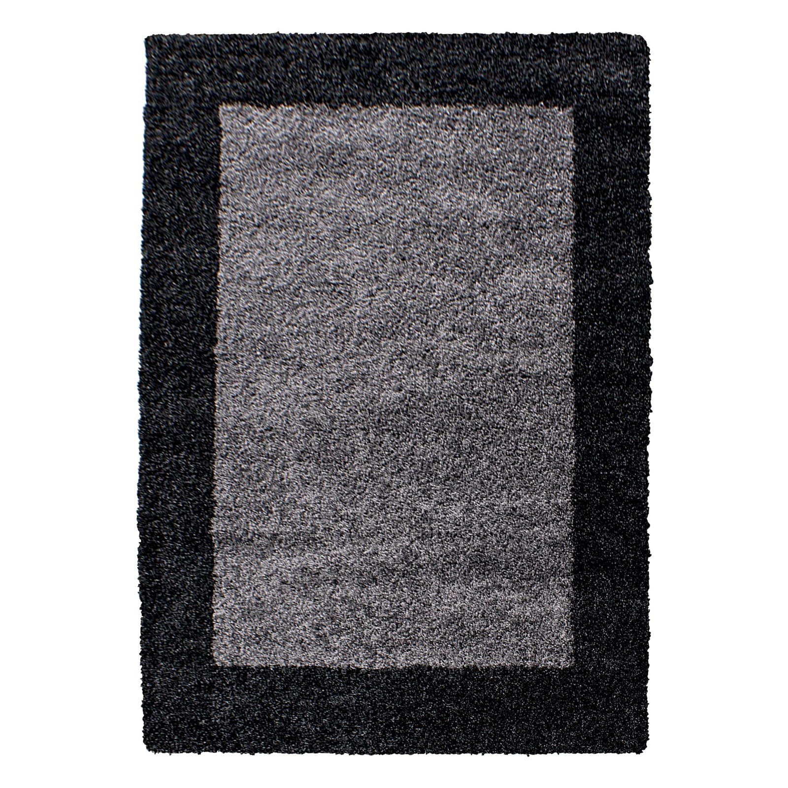 8162 Hochflor Teppich, Bordüre Design, Farbe Anthrazit, Teppich für Wohnzimmer, Rücken aus Jute, Größe: 60 x 110 cm - Afbeelding 1