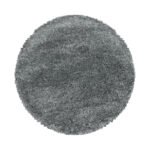 Hochflor Teppich,  Unicolor - Einfarbig, Farbe Hellgrau, Teppich für Wohnzimmer, Rücken aus Jute, Größe: 80 cm Rund