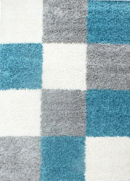 Life Hoogpolig vloerkleed Ruit – Turquoise (1501)