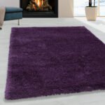 Hochflor Teppich,  Unicolor - Einfarbig, Farbe Violett, Teppich für Wohnzimmer, Rücken aus Jute, Größe: 280 x 370 cm - Afbeelding 2
