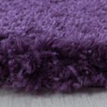 Hochflor Teppich,  Unicolor - Einfarbig, Farbe Violett, Teppich für Wohnzimmer, Rücken aus Jute, Größe: 200 cm Rund - Afbeelding 2