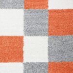Hochflor Teppich,  Kariert Design, Farbe Terrakotta, Teppich für Wohnzimmer, Rücken aus Jute, Größe: 60 x 110 cm