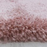 Hochflor Teppich,  Unicolor - Einfarbig, Farbe Rosa, Teppich für Wohnzimmer, Rücken aus Jute, Größe: 80 cm Rund - Afbeelding 2