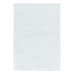 Hochflor Teppich,  Unicolor - Einfarbig, Farbe Weiß, Teppich für Wohnzimmer, Rücken aus Jute, Größe: 60 x 110 cm