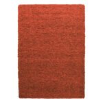Hochflor Teppich,  Unicolor - Einfarbig, Farbe Terrakotta, Teppich für Wohnzimmer, Rücken aus Jute, Größe: 300 cm x 400 cm