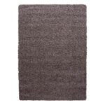 Hochflor Teppich,  Unicolor - Einfarbig, Farbe Taupe, Teppich für Wohnzimmer, Rücken aus Jute, Größe: 100 cm x 200 cm