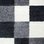 Hochflor Teppich,  Kariert Design, Farbe Schwarz, Teppich für Wohnzimmer, Rücken aus Jute, Größe: 60 x 110 cm