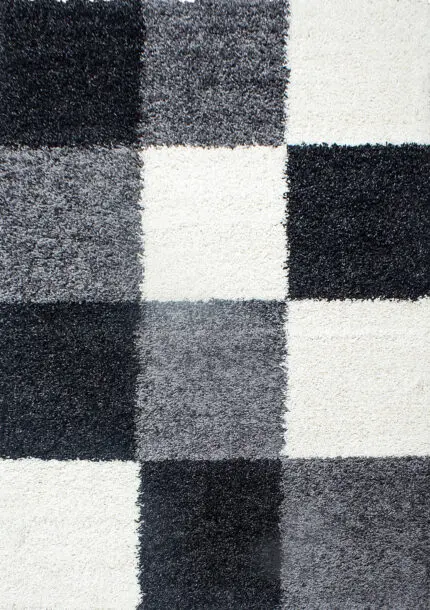 Life Hoogpolig vloerkleed Ruit – Zwart (1501)