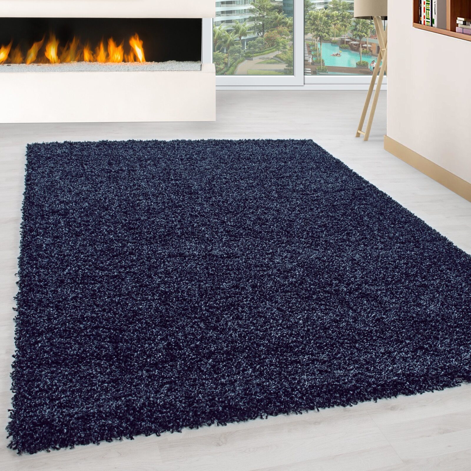 Life Hoogpolig vloerkleed Effen – Marineblauw (1500)