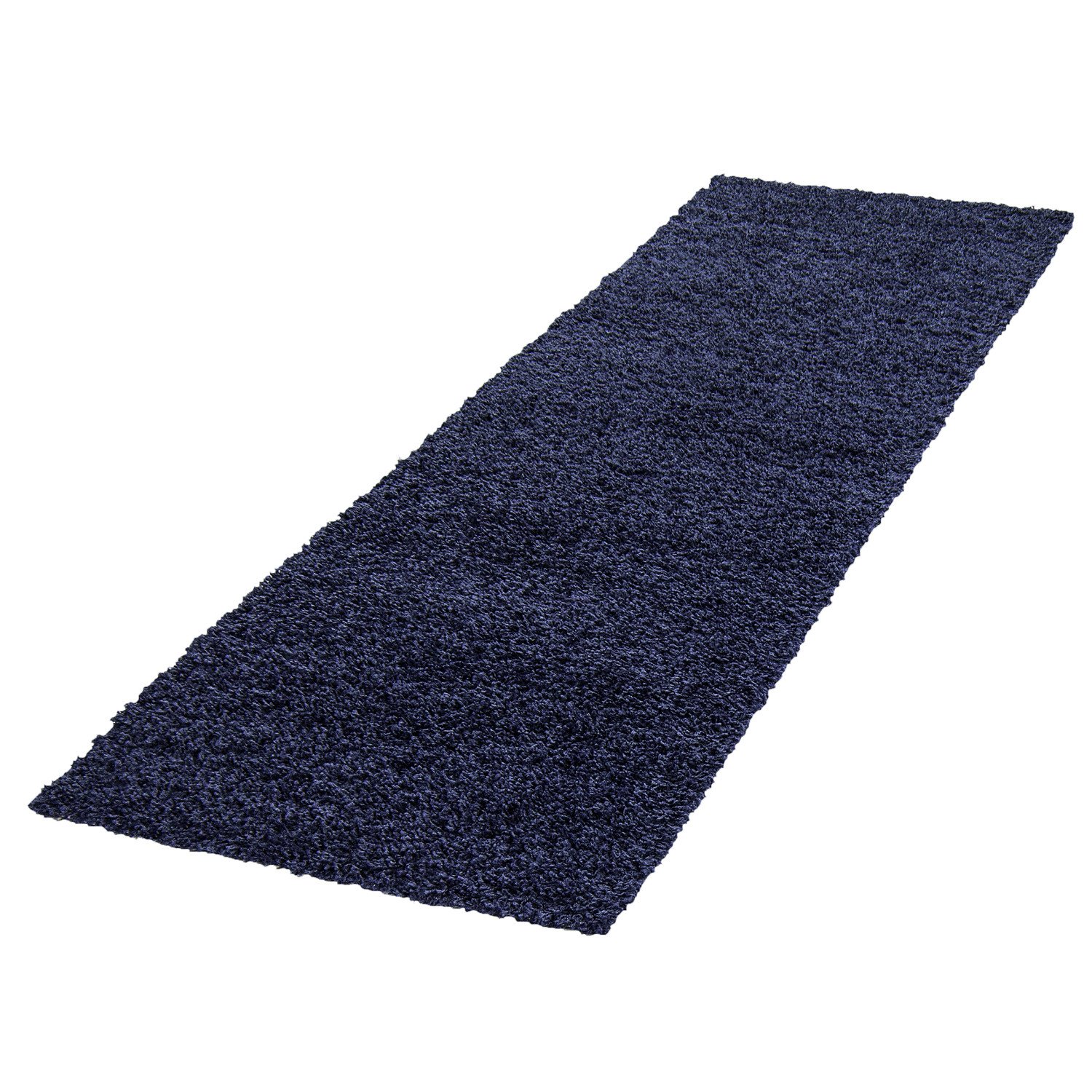 8380 Hochflor Teppich, Unicolor - Einfarbig, Farbe Marineblau, Teppich für Wohnzimmer, Rücken aus Jute, Größe: 80 x 250 cm - Afbeelding 1