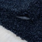 Hochflor Teppich,  Unicolor - Einfarbig, Farbe Marineblau, Teppich für Wohnzimmer, Rücken aus Jute, Größe: 200 cm Rund - Afbeelding 3