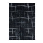 Kurzflor Teppich,  Gestreift Design, Farbe Schwarz, Teppich für Wohnzimmer, Rücken aus Jute, Größe: 120 cm x 170 cm - Afbeelding 7