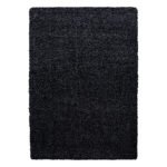 Hochflor Teppich,  Unicolor - Einfarbig, Farbe Anthrazit, Teppich für Wohnzimmer, Rücken aus Jute, Größe: 80 x 150 cm