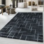 Kurzflor Teppich,  Gestreift Design, Farbe Schwarz, Teppich für Wohnzimmer, Rücken aus Jute, Größe: 120 cm x 170 cm - Afbeelding 8
