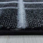 Kurzflor Teppich,  Gestreift Design, Farbe Schwarz, Teppich für Wohnzimmer, Rücken aus Jute, Größe: 120 cm x 170 cm - Afbeelding 10