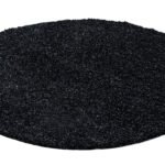 Hochflor Teppich,  Unicolor - Einfarbig, Farbe Anthrazit, Teppich für Wohnzimmer, Rücken aus Jute, Größe: 120 cm Rund