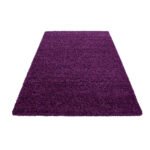 Hochflor Teppich,  Unicolor - Einfarbig, Farbe Violett, Teppich für Wohnzimmer, Rücken aus Jute, Größe: 120 cm x 170 cm - Afbeelding 3