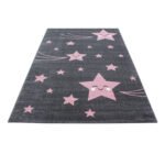 Kinder Teppich,  Sterne-Design, Farbe Pink, Teppich für Kinderzimmer, Rücken aus Jute, Größe: 200 cm x 290 cm - Afbeelding 3