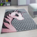 Kinder Teppich,  Einhorn-Design, Farbe Pink, Teppich für Kinderzimmer, Rücken aus Jute, Größe: 200 cm x 290 cm - Afbeelding 2