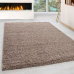 Hochflor Teppich,  Unicolor - Einfarbig, Farbe Beige, Teppich für Wohnzimmer, Rücken aus Jute, Größe: 60 x 110 cm - Afbeelding 2