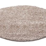 Hochflor Teppich,  Unicolor - Einfarbig, Farbe Beige, Teppich für Wohnzimmer, Rücken aus Jute, Größe: 160 cm Rund