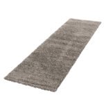 Hochflor Teppich,  Unicolor - Einfarbig, Farbe Beige, Teppich für Wohnzimmer, Rücken aus Jute, Größe: 80 x 250 cm