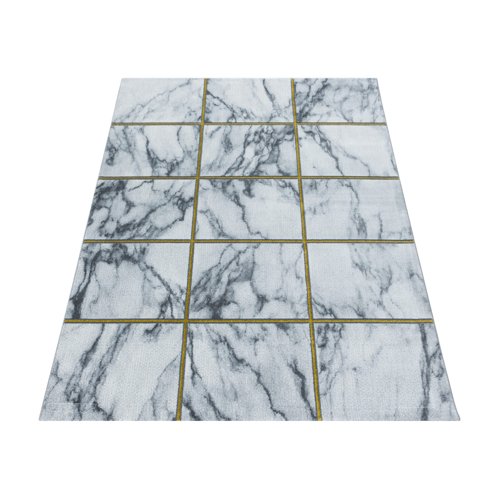 Naxos Kortpolig vloerkleed Marmerlook – Goud (3816)