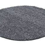 Hochflor Teppich,  Unicolor - Einfarbig, Farbe Grau, Teppich für Wohnzimmer, Rücken aus Jute, Größe: 80 cm Rund