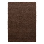 Hochflor Teppich,  Unicolor - Einfarbig, Farbe Braun, Teppich für Wohnzimmer, Rücken aus Jute, Größe: 60 x 110 cm