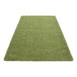 Hochflor Teppich,  Unicolor - Einfarbig, Farbe Grün, Teppich für Wohnzimmer, Rücken aus Jute, Größe: 300 cm x 400 cm - Afbeelding 3