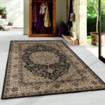Orient Teppich,  Orientalisch Design, Farbe Schwarz, Teppich für Wohnzimmer, Rücken aus Jute, Größe: 120 cm x 170 cm - Afbeelding 2