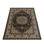 Orient Teppich,  Orientalisch Design, Farbe Schwarz, Teppich für Wohnzimmer, Rücken aus Jute, Größe: 120 cm x 170 cm - Afbeelding 3