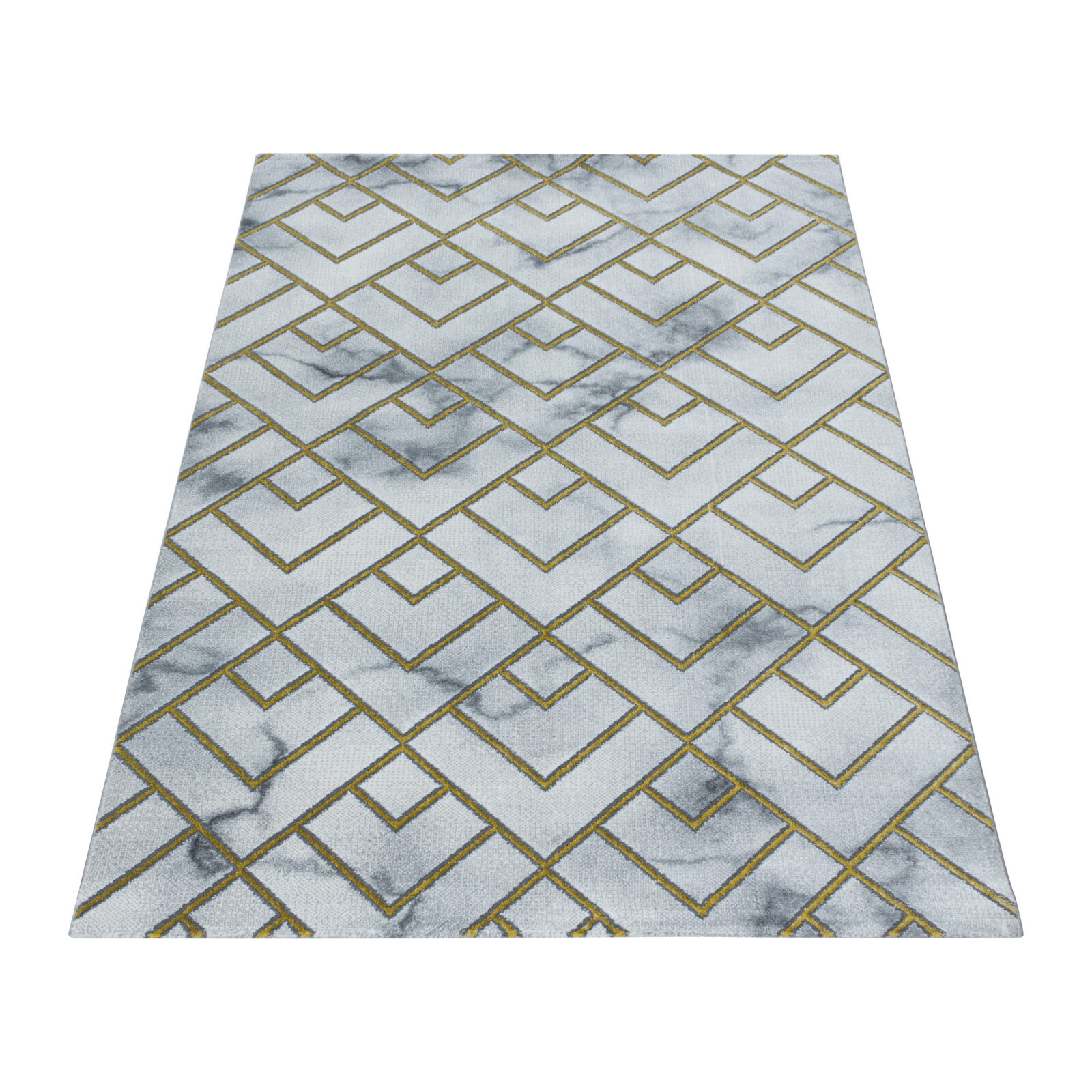 Naxos Kortpolig vloerkleed Marmerlook – Goud (3813)