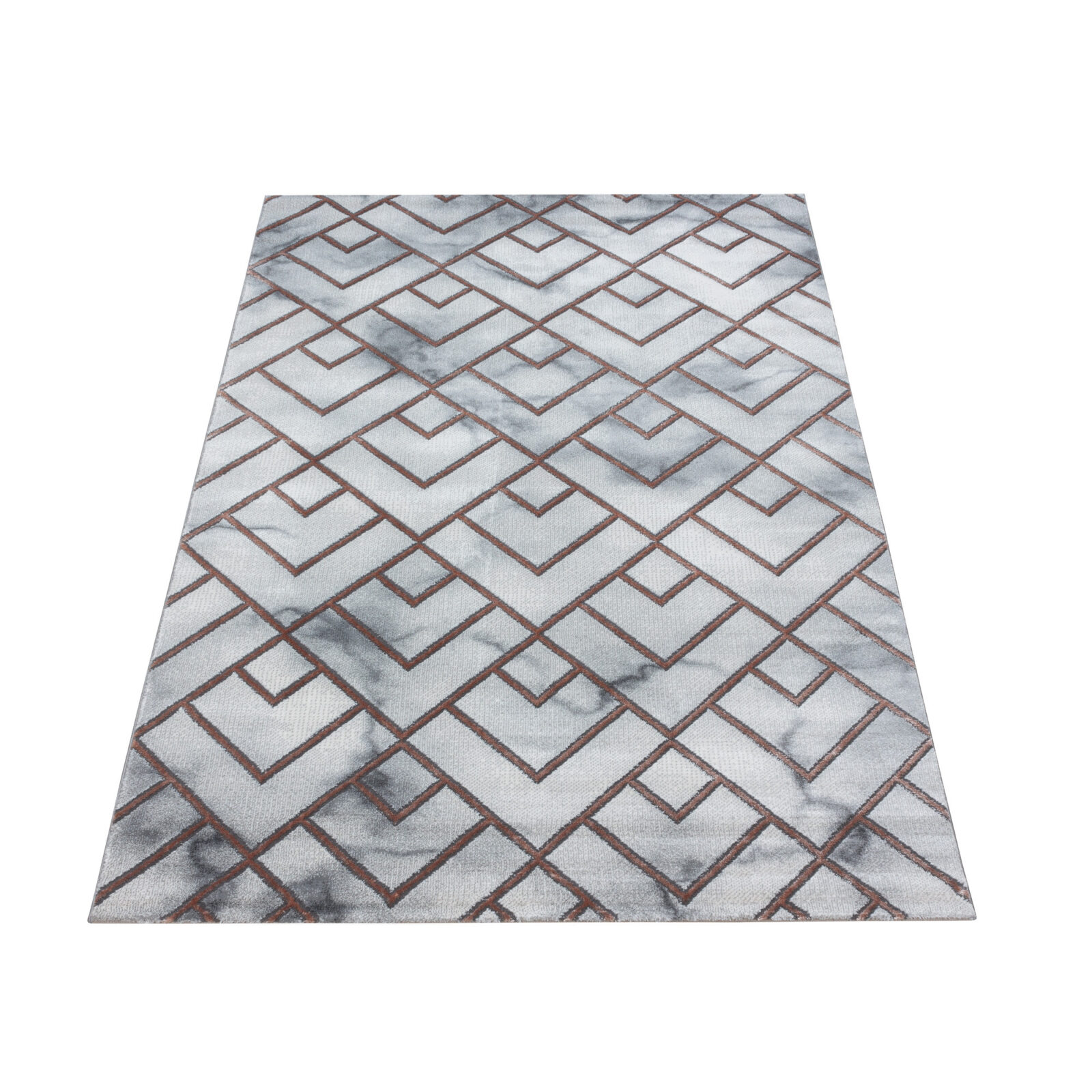 Naxos Kortpolig vloerkleed Marmerlook – Brons (3813)