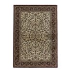 Orient Teppich,  Orientalisch Design, Farbe Creme, Teppich für Wohnzimmer, Rücken aus Jute, Größe: 80 x 150 cm