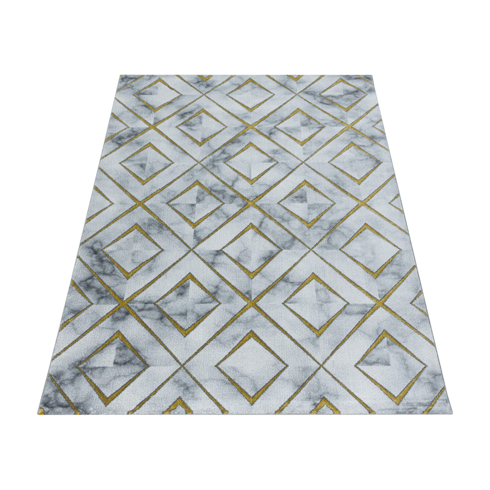Naxos Kortpolig vloerkleed Marmerlook – Goud (3811)