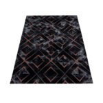 Kurzflor Teppich,  Marmor Design, Farbe Bronze, Teppich für Wohnzimmer, Rücken aus Jute, Größe: 140 x 200 cm - Afbeelding 3