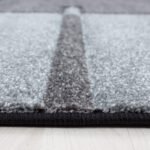 Kurzflor Teppich,  Kariert Design, Farbe Grau, Teppich für Wohnzimmer, Rücken aus Jute, Größe: 80 x 300 cm - Afbeelding 2