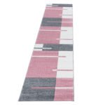 Kurzflor Teppich,  Kariert Design, Farbe Pink, Teppich für Wohnzimmer, Rücken aus Jute, Größe: 80 x 300 cm