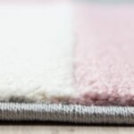 Kurzflor Teppich,  Kariert Design, Farbe Pink, Teppich für Wohnzimmer, Rücken aus Jute, Größe: 80 x 300 cm - Afbeelding 2