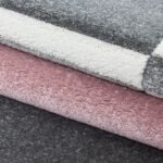 Kurzflor Teppich,  Kariert Design, Farbe Pink, Teppich für Wohnzimmer, Rücken aus Jute, Größe: 80 x 300 cm - Afbeelding 4